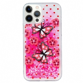 Coque iPhone 15 Pro Paillettes Papillons