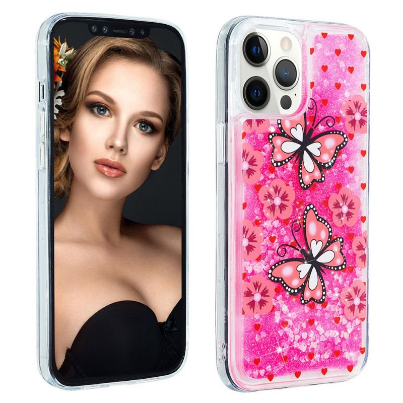 Coque iPhone 15 Pro Paillettes Papillons