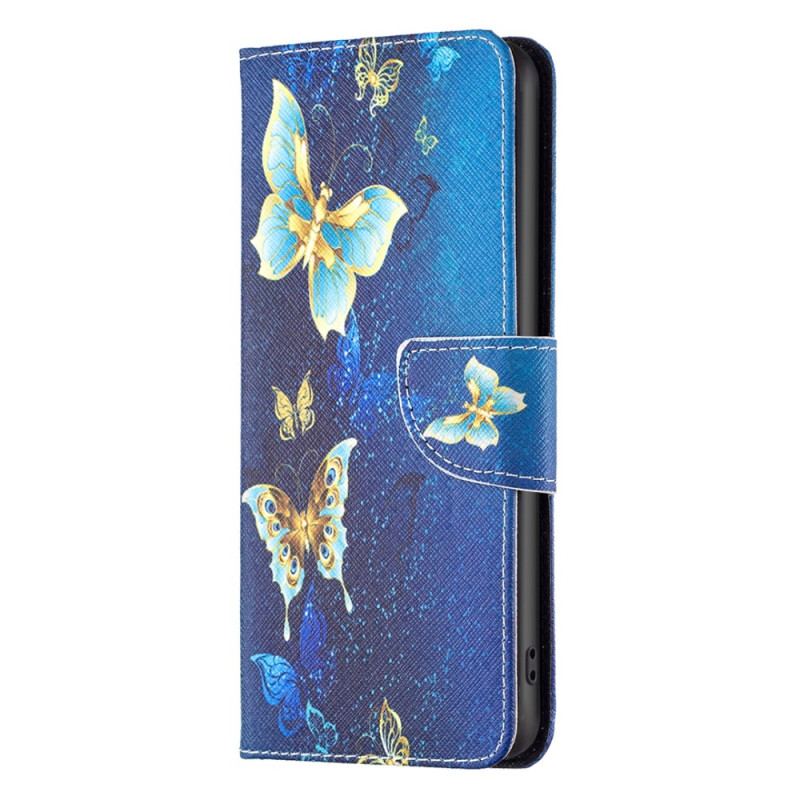 Housse iPhone 15 Plus Papillons sur Fond Bleu