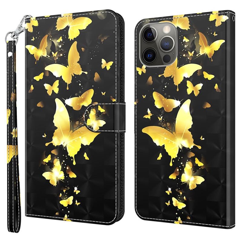 Housse iPhone 15 Pro Papillons 3D à Lanière