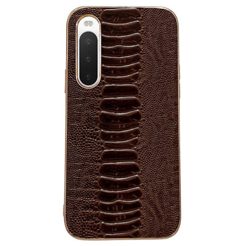 Coque Sony Xperia 10 IV Cuir Véritable Style Crocodile