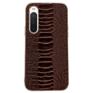 Coque Sony Xperia 10 IV Cuir Véritable Style Crocodile