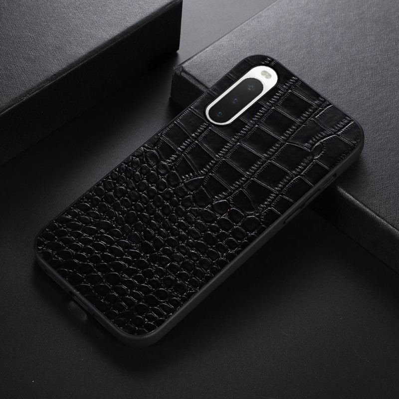 Coque Sony Xperia 10 IV Véritable Cuir Texture Crocodile