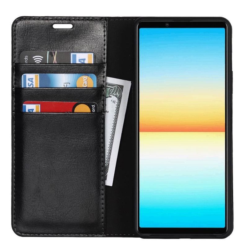 Flip Cover Sony Xperia 10 IV Cuir Véritable