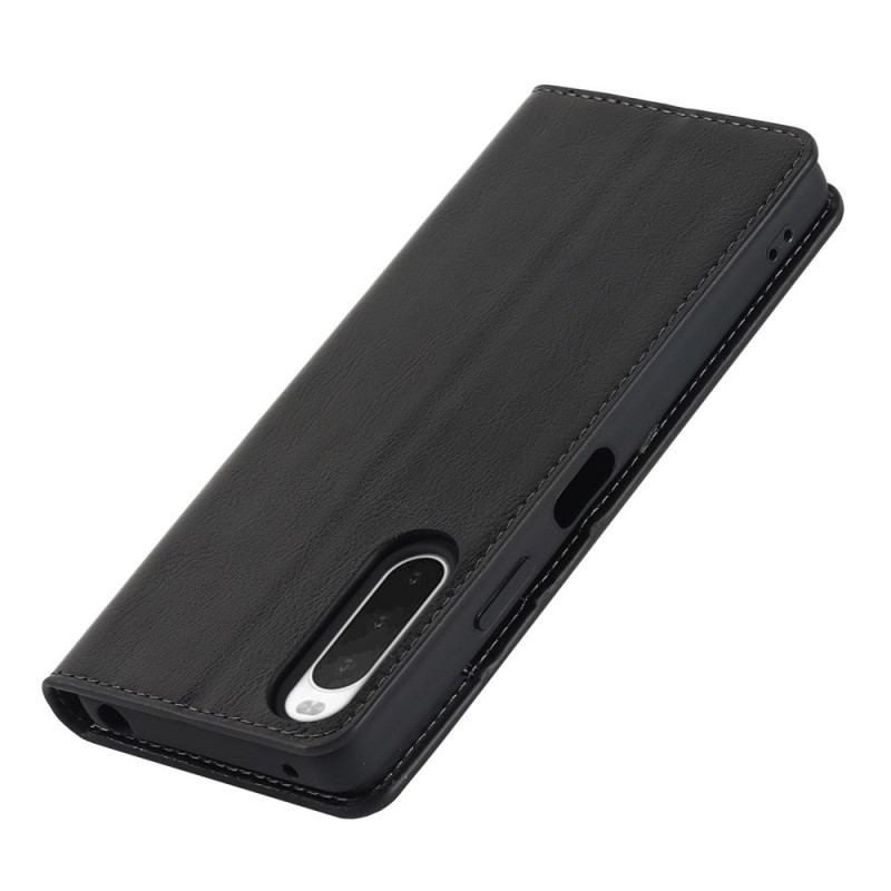 Flip Cover Sony Xperia 10 IV Cuir Véritable