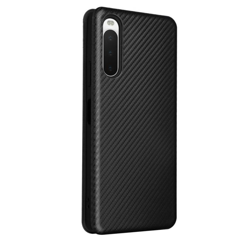 Flip Cover Sony Xperia 10 IV Texture Fibre Carbone