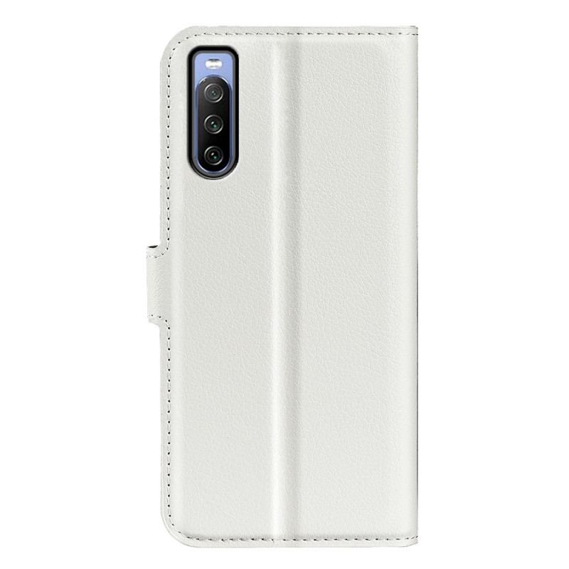 Housse Sony Xperia 10 IV Simili Cuir Litchi Classique