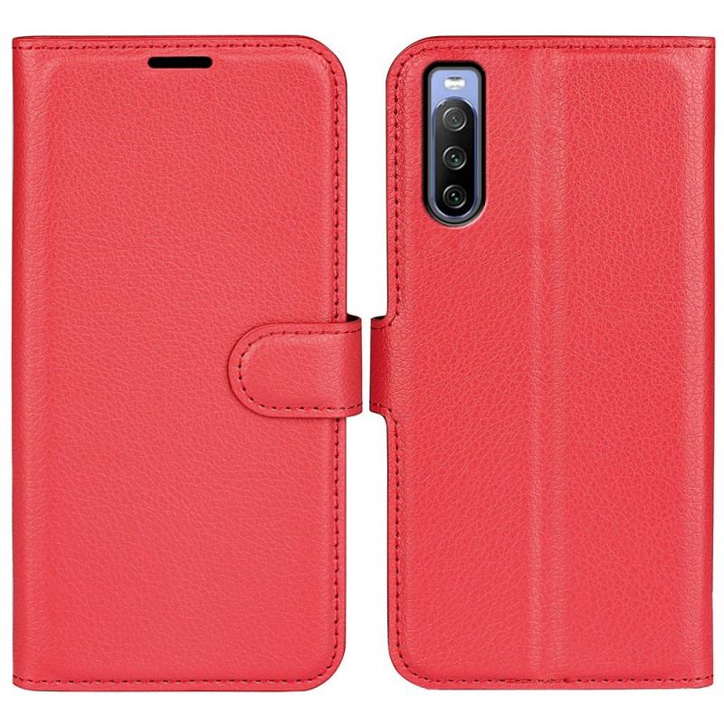 Housse Sony Xperia 10 IV Simili Cuir Litchi Classique