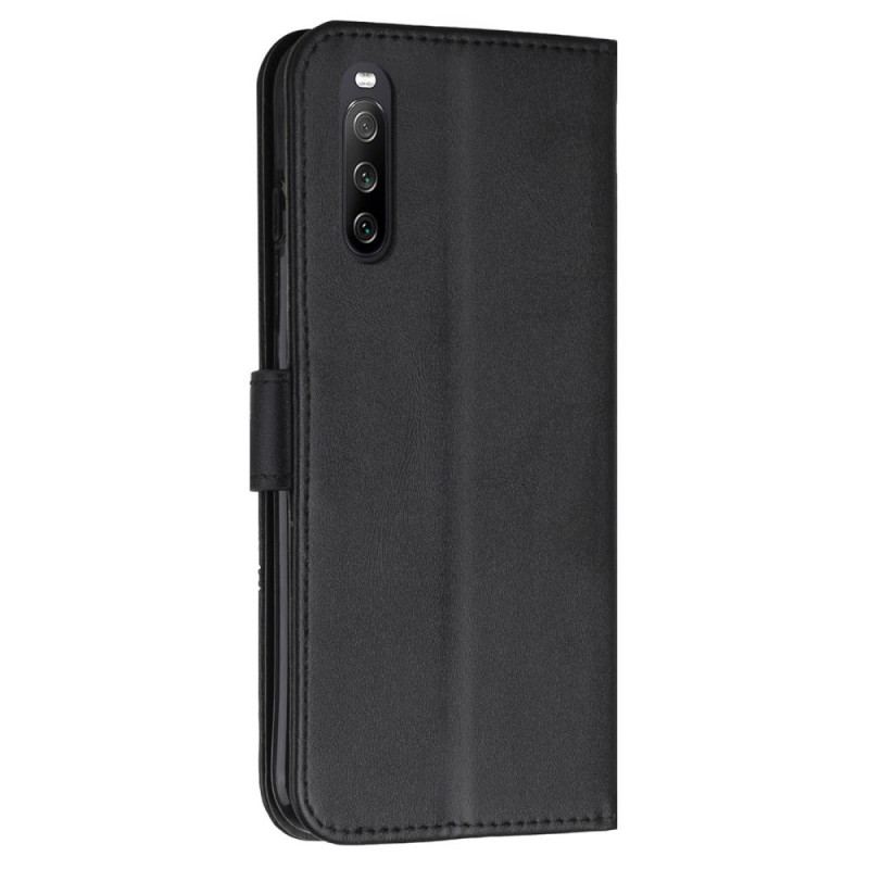 Housse Sony Xperia 10 IV Style Cuir Géométrique avec Lanière