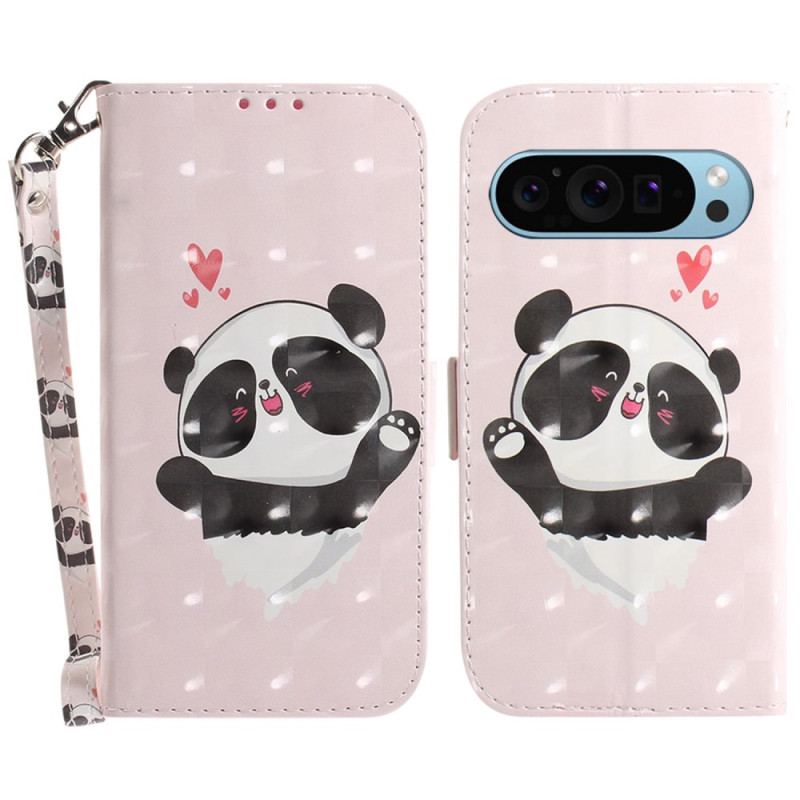 Housse Google Pixel 9 / Pixel 9 Pro Panda Love à Lanière