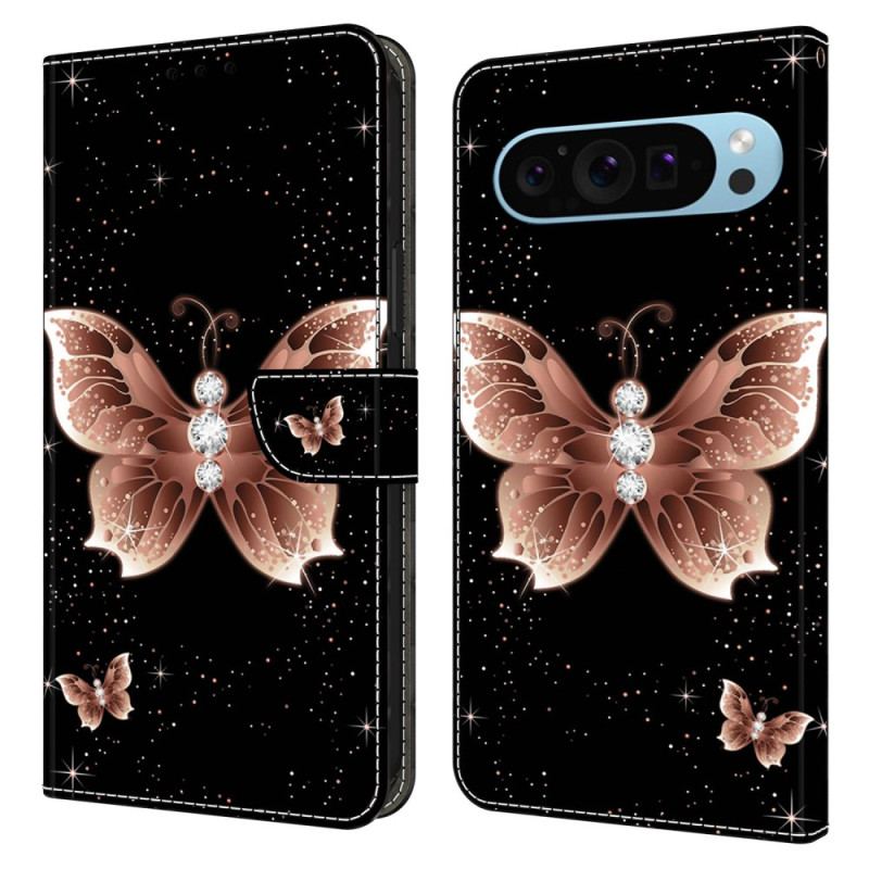 Housse Google Pixel 9 / Pixel 9 Pro Papillon Diamant Rose