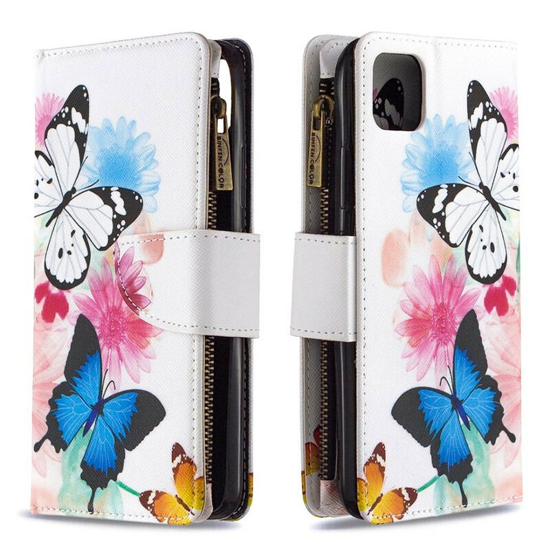 Housse Realme C11 Poche Zippée Papillons