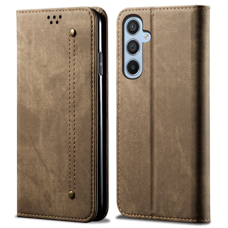 Flip Cover Samsung Galaxy M55 5G Tissu Jeans