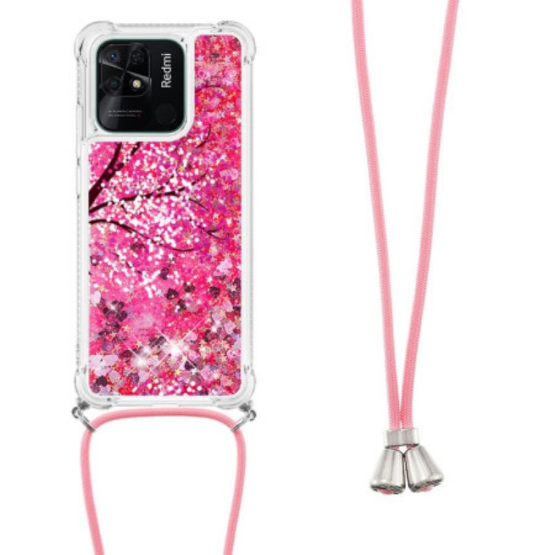 Coque Xiaomi Redmi 10C à Cordon Paillettes Arbre