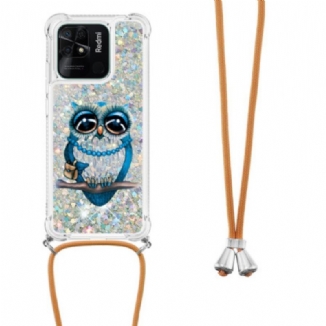 Coque Xiaomi Redmi 10C à Cordon Paillettes Miss Hibou