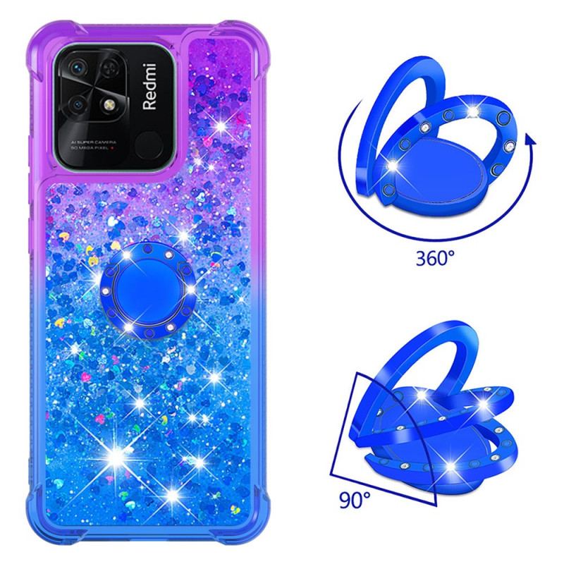 Coque Xiaomi Redmi 10C Paillettes Anneau-Support