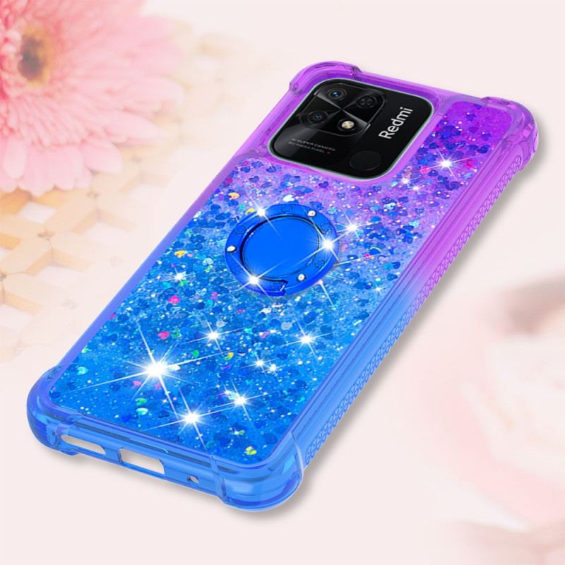 Coque Xiaomi Redmi 10C Paillettes Anneau-Support