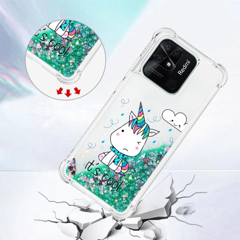 Coque Xiaomi Redmi 10C Paillettes Licornes