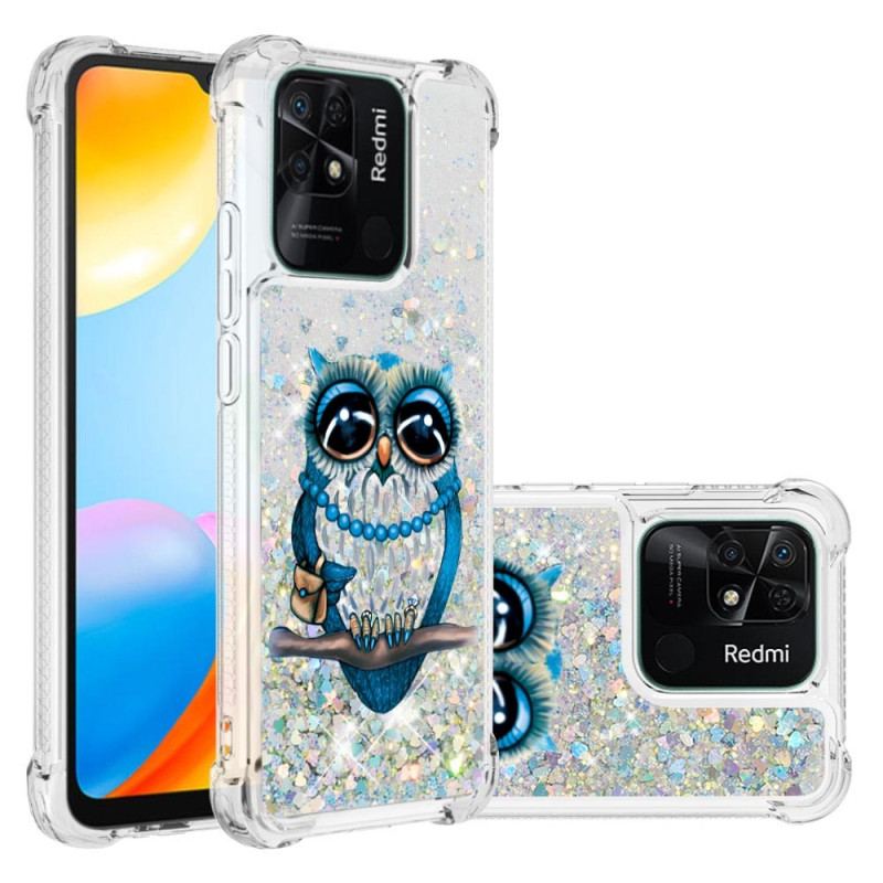 Coque Xiaomi Redmi 10C Paillettes Miss Hibou