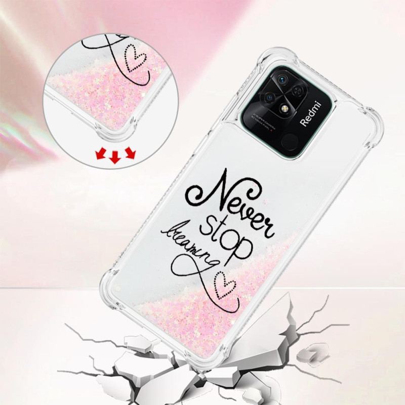 Coque Xiaomi Redmi 10C Paillettes Never Stop Dreaming