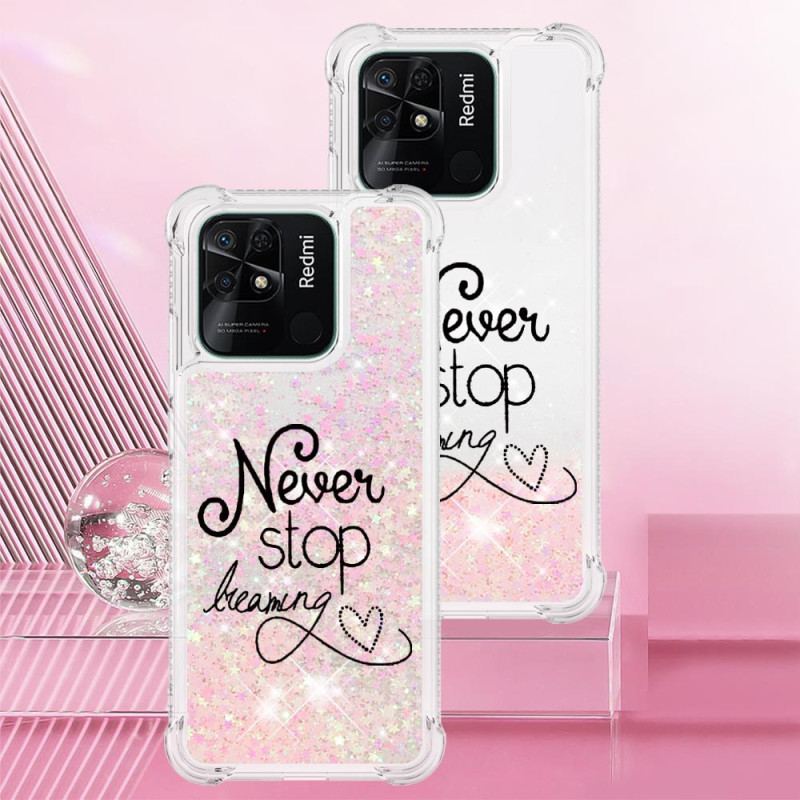 Coque Xiaomi Redmi 10C Paillettes Never Stop Dreaming