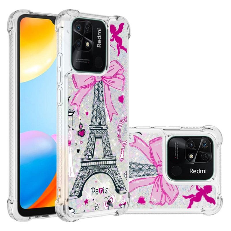 Coque Xiaomi Redmi 10C Paillettes Tour Eiffel