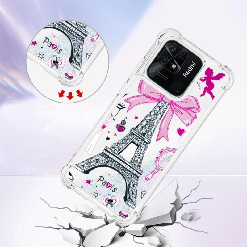 Coque Xiaomi Redmi 10C Paillettes Tour Eiffel