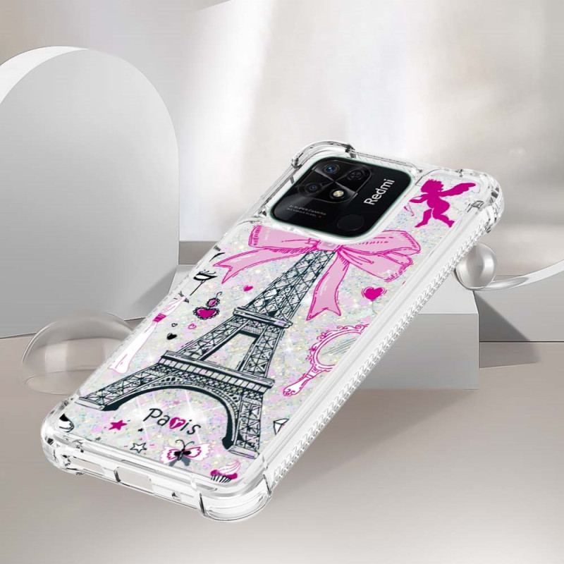 Coque Xiaomi Redmi 10C Paillettes Tour Eiffel