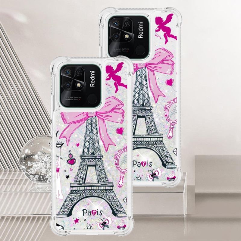 Coque Xiaomi Redmi 10C Paillettes Tour Eiffel