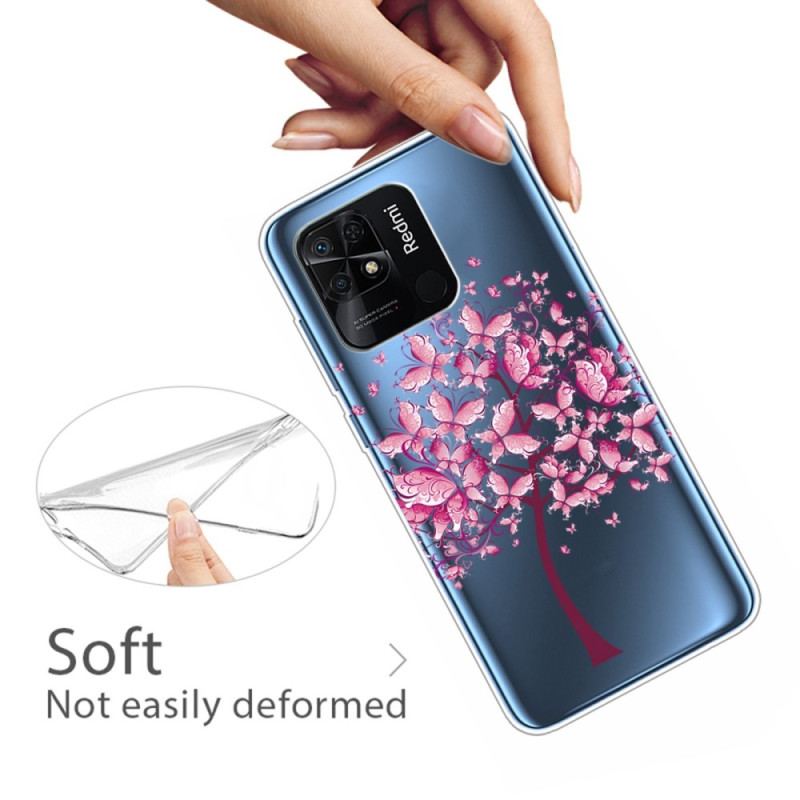 Coque Xiaomi Redmi 10C Transparente Arbre Rose