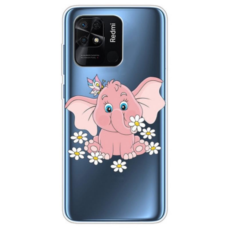 Coque Xiaomi Redmi 10C Transparente Éléphant Rose