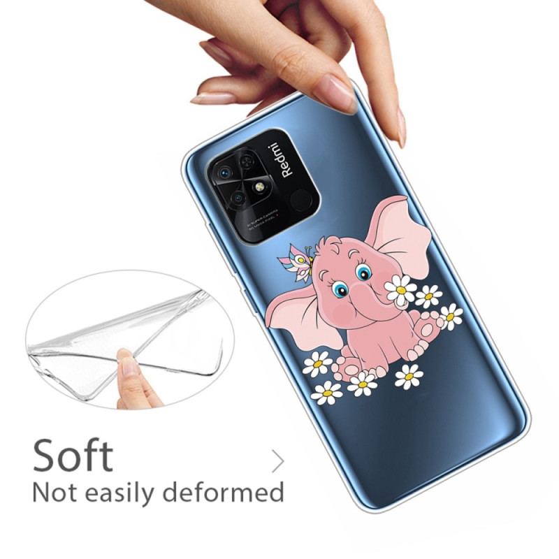 Coque Xiaomi Redmi 10C Transparente Éléphant Rose