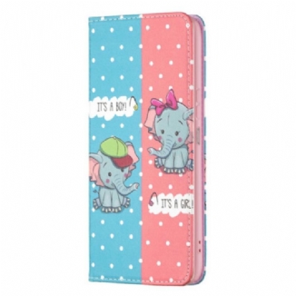 Flip Cover Xiaomi Redmi 10C Bébés Éléphants