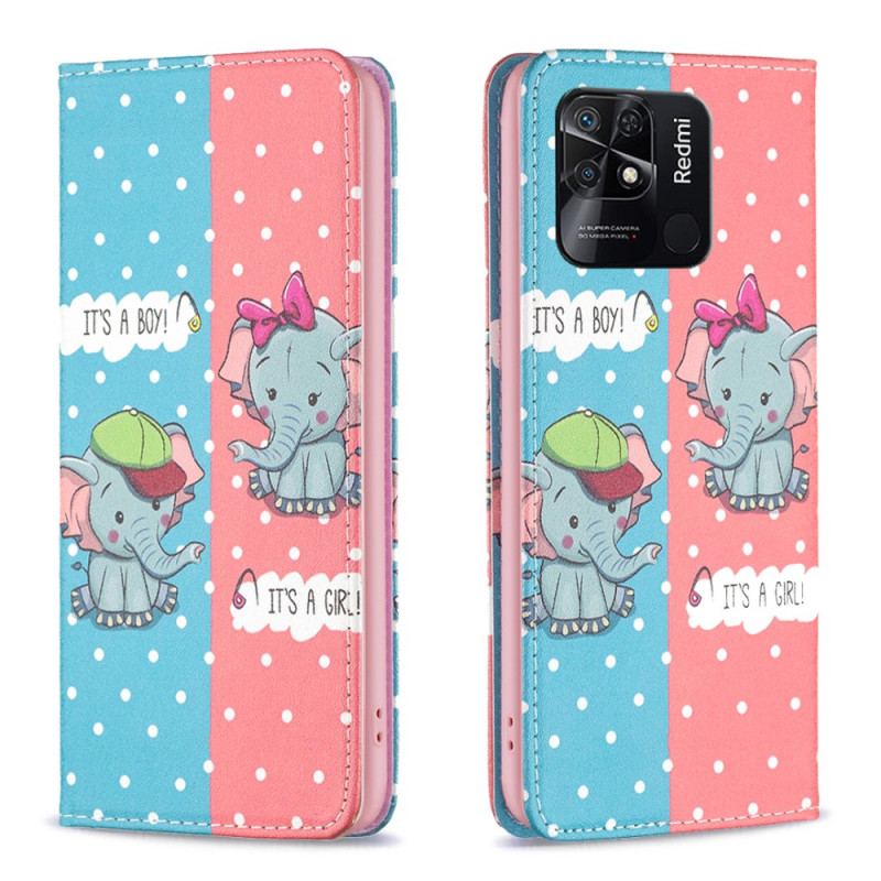 Flip Cover Xiaomi Redmi 10C Bébés Éléphants