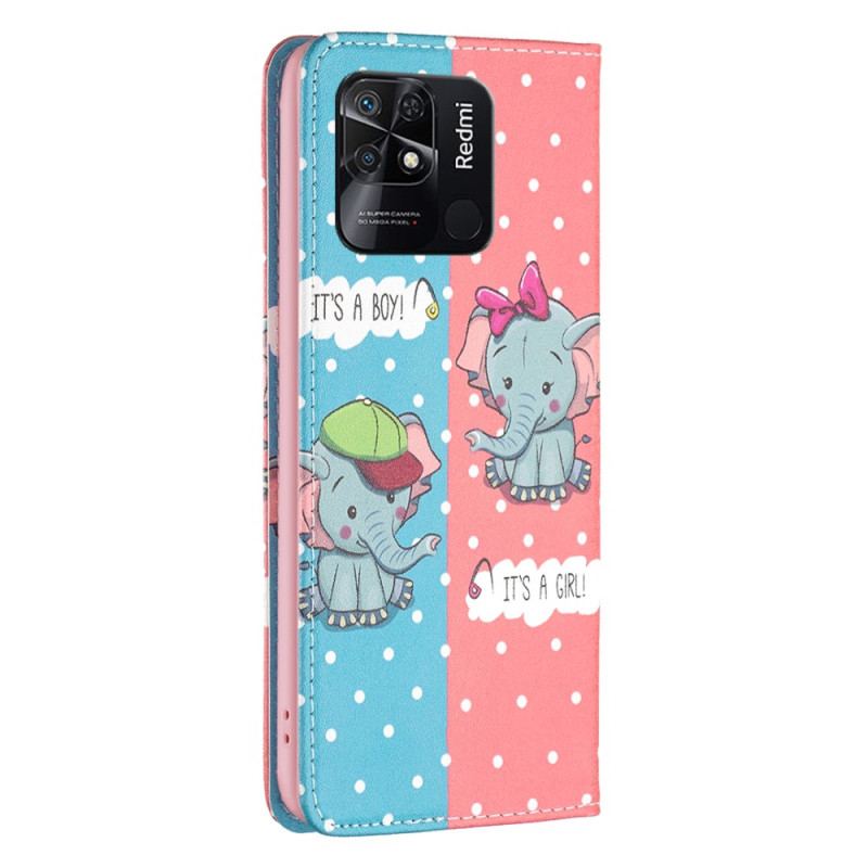 Flip Cover Xiaomi Redmi 10C Bébés Éléphants