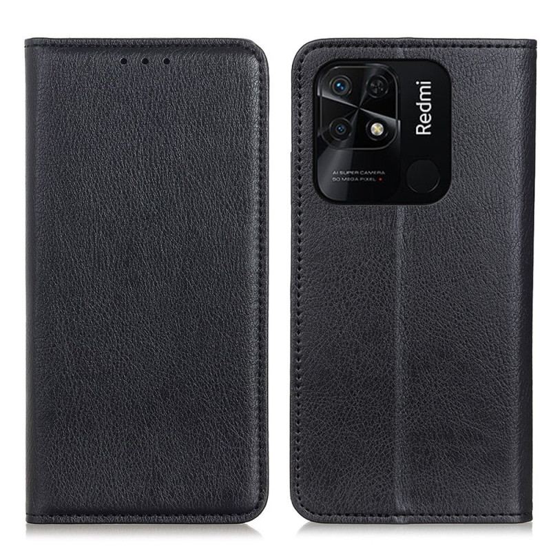 Flip Cover Xiaomi Redmi 10C Cuir Litchi Fendu Texture