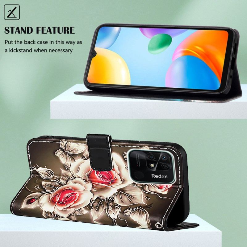 Housse Xiaomi Redmi 10C Déclinaison Florale à Lanière