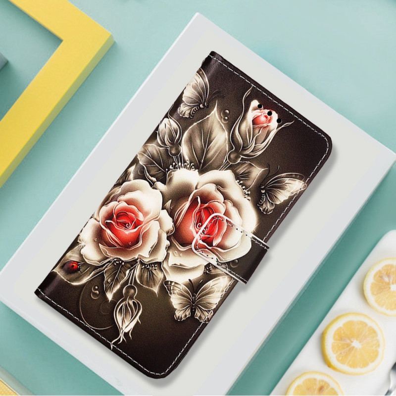 Housse Xiaomi Redmi 10C Déclinaison Florale à Lanière