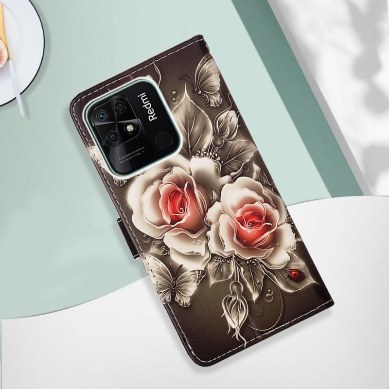 Housse Xiaomi Redmi 10C Déclinaison Florale à Lanière