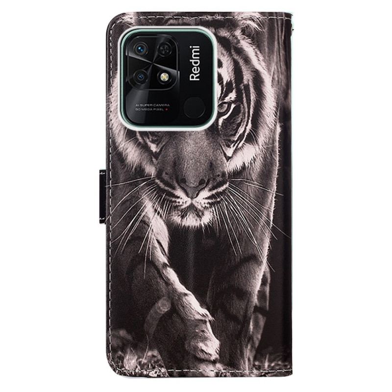 Housse Xiaomi Redmi 10C Fabuleux Tigre à Lanière