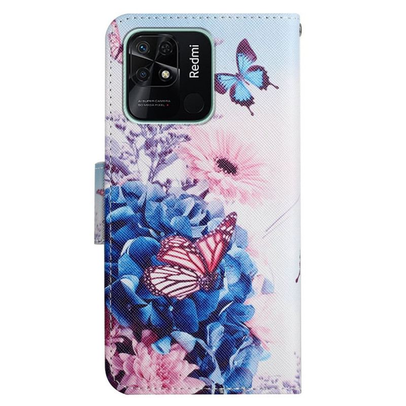 Housse Xiaomi Redmi 10C Fantaisie Florale à Lanière