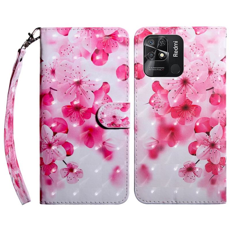 Housse Xiaomi Redmi 10C Fleurs à Lanière