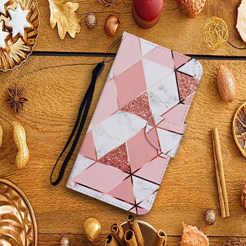 Housse Xiaomi Redmi 10C Marbre à Paillettes avec lanière