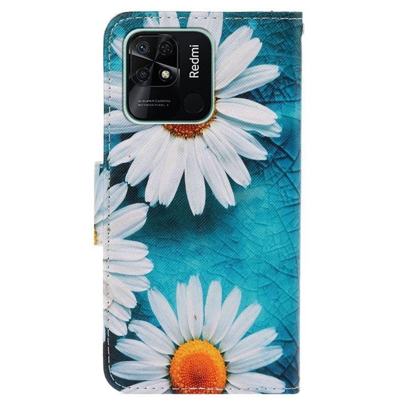 Housse Xiaomi Redmi 10C Marguerites à Lanière