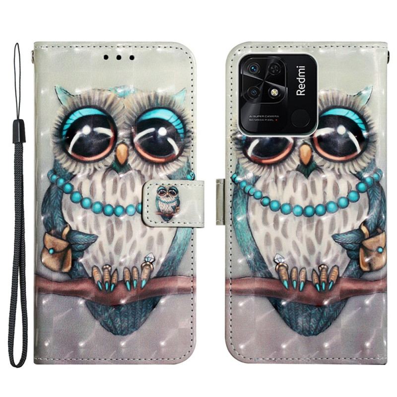 Housse Xiaomi Redmi 10C Miss Hibou à Lanière