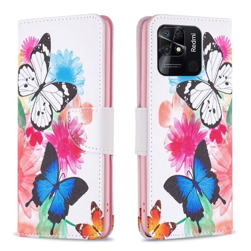 Housse Xiaomi Redmi 10C Papillons Aquarelle