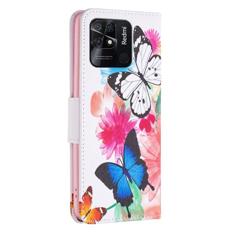 Housse Xiaomi Redmi 10C Papillons Aquarelle