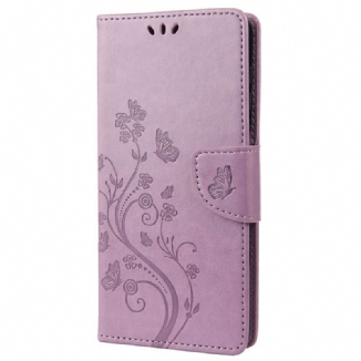 Housse Xiaomi Redmi 10C Papillons et Fleurs à Lanière