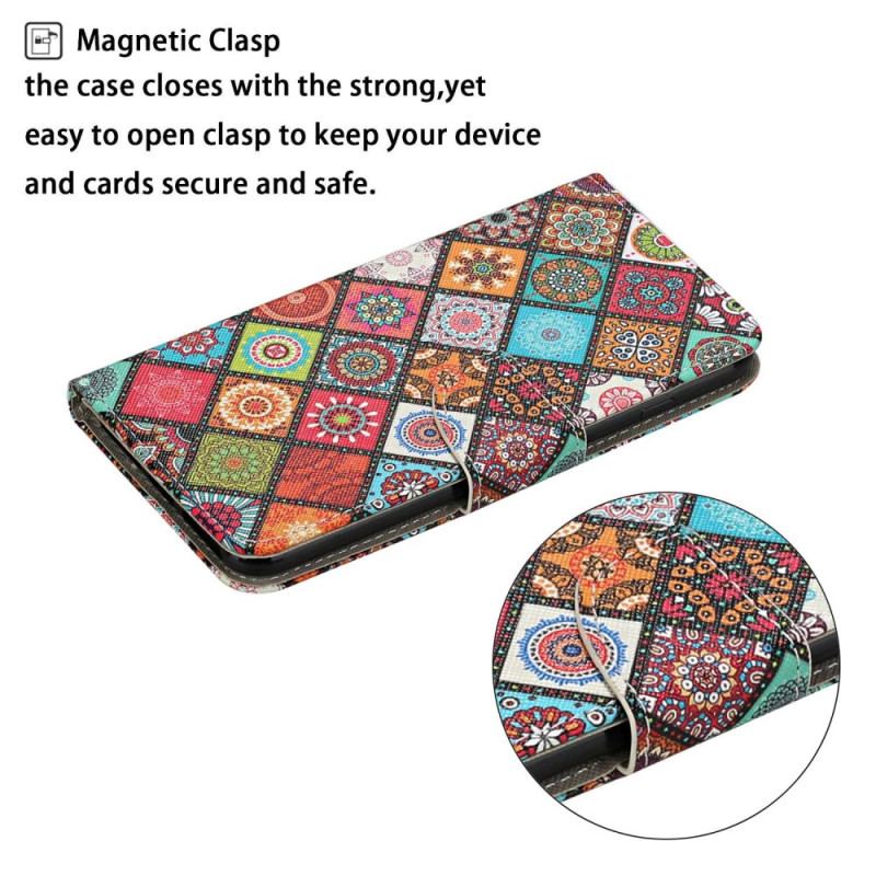 Housse Xiaomi Redmi 10C Patchwork à Lanière