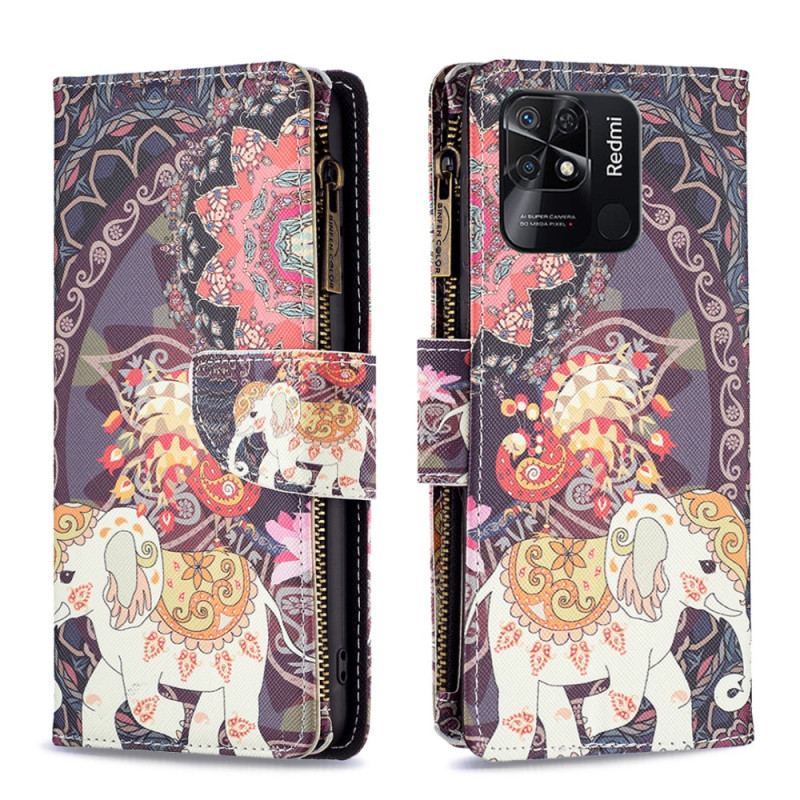 Housse Xiaomi Redmi 10C Poche Zippée Éléphant